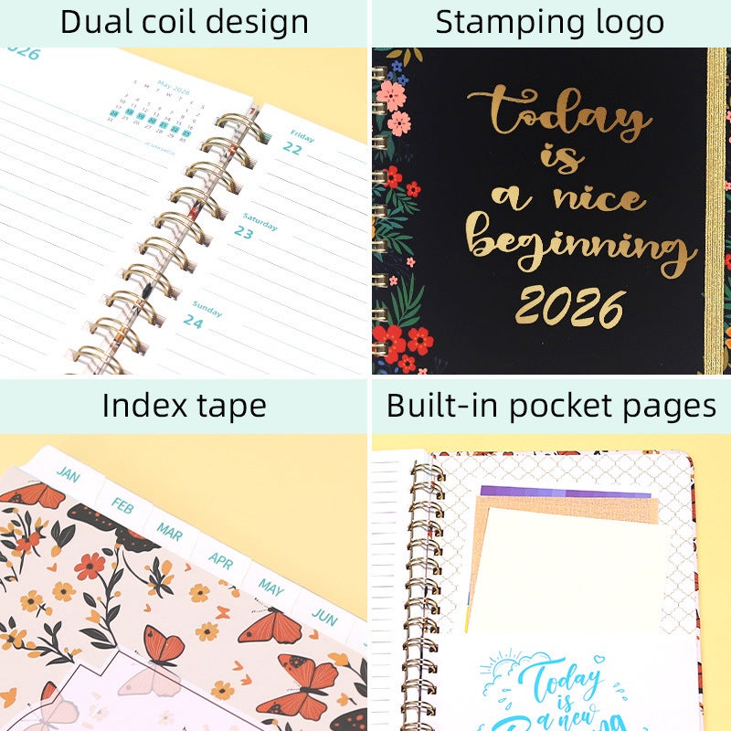 2026 High-Quality Aesthetic Ins-Style Planner English Version Spiral Weekly Diary A5 Notebook - Image 5